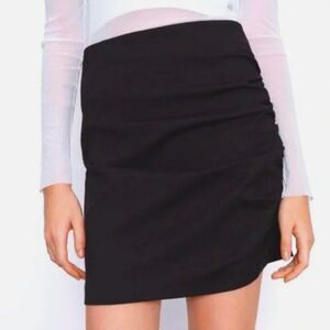 NWT ZARA Draped Mini Skirt S Solid Black Ruching Ruched Date Basic Minimalist NE